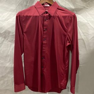 Express burgundy long sleeve nylon button down